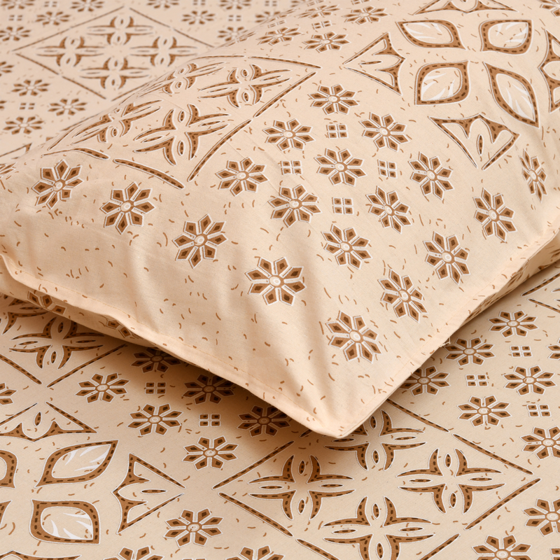 Premium 280 TC 100% Cotton King Size Bedsheet with 2 Pillow covers 300TC - 90 x 108 Inches -  Patch Beige