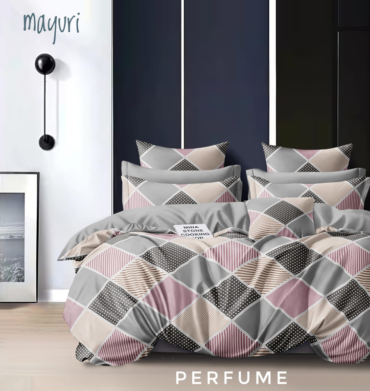  Perfume fitted (Elastic) Glace cotton Double Bed Sheet with Two Pillow Cover ( Bed Sheet Size - 78"x72")  