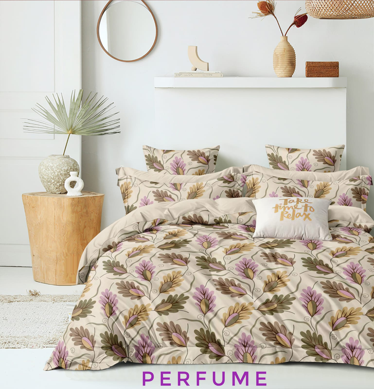 Perfume fitted (Elastic) Glace cotton Double Bed Sheet with Two Pillow Cover ( Bed Sheet Size - 78"x72")  